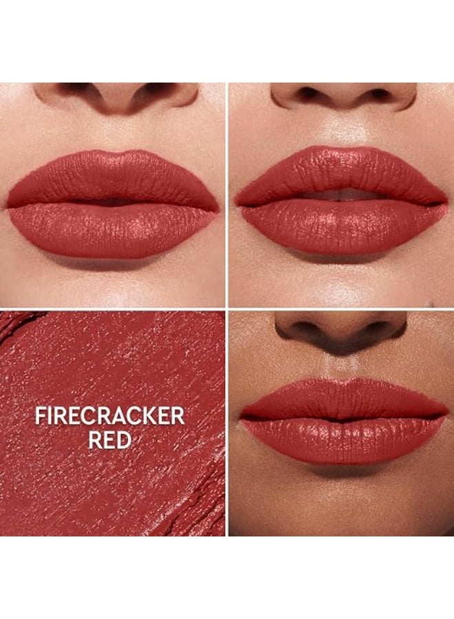 KIRO Slickstick Luxe Matte Lipstick-Firecracker Red,2.4g,High-Pigment Velvet Matte Finish,Hydrating & Long-Lasting,Infused with Peptides & Hyaluronic Spheres,12 Nude,Pink,Brown & Red Shades - Image 3